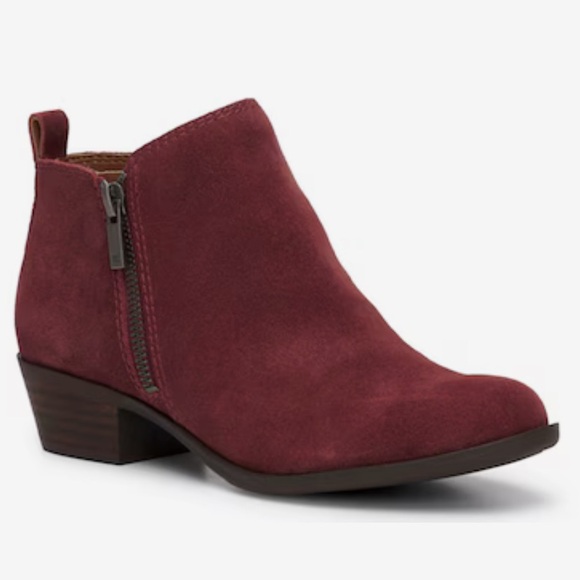 NIB Lucky Brand Oxblood Red Full Zip Suede Leather Booties Boots 5 - Picture 1 of 10